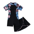 thumbnail image 2 of Huanglei Girls Long Sleeve Swimsuit Two Piece With Zip Front Floral Print Surf Rash Guard And Swim Skirt ,7-8 Years, 2 of 6