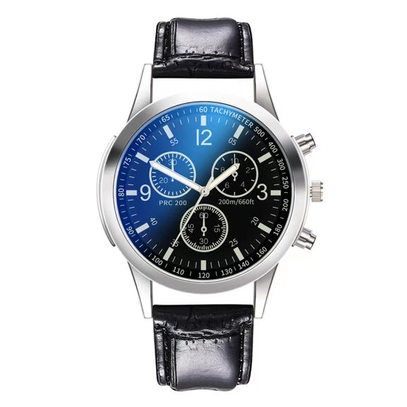 Resicozy Mens Watches Casual Big Face Watch Stainless Quartz Dress Watch Multifunction Watch Black with Blue Face