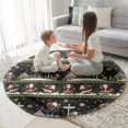 thumbnail image 3 of Black Christmas Santa Pattern Round Blanket,Comfortable Soft Flannel Throw Blanket,All Season,Warm Lightweight Blankets for Sofa Bed Couch Living Room Chair 47"x47", 3 of 5