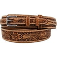 thumbnail image 2 of 34  Western Floral Tooled Ranger Full-Grain Brown Leather Belt 26RS05R, 2 of 2