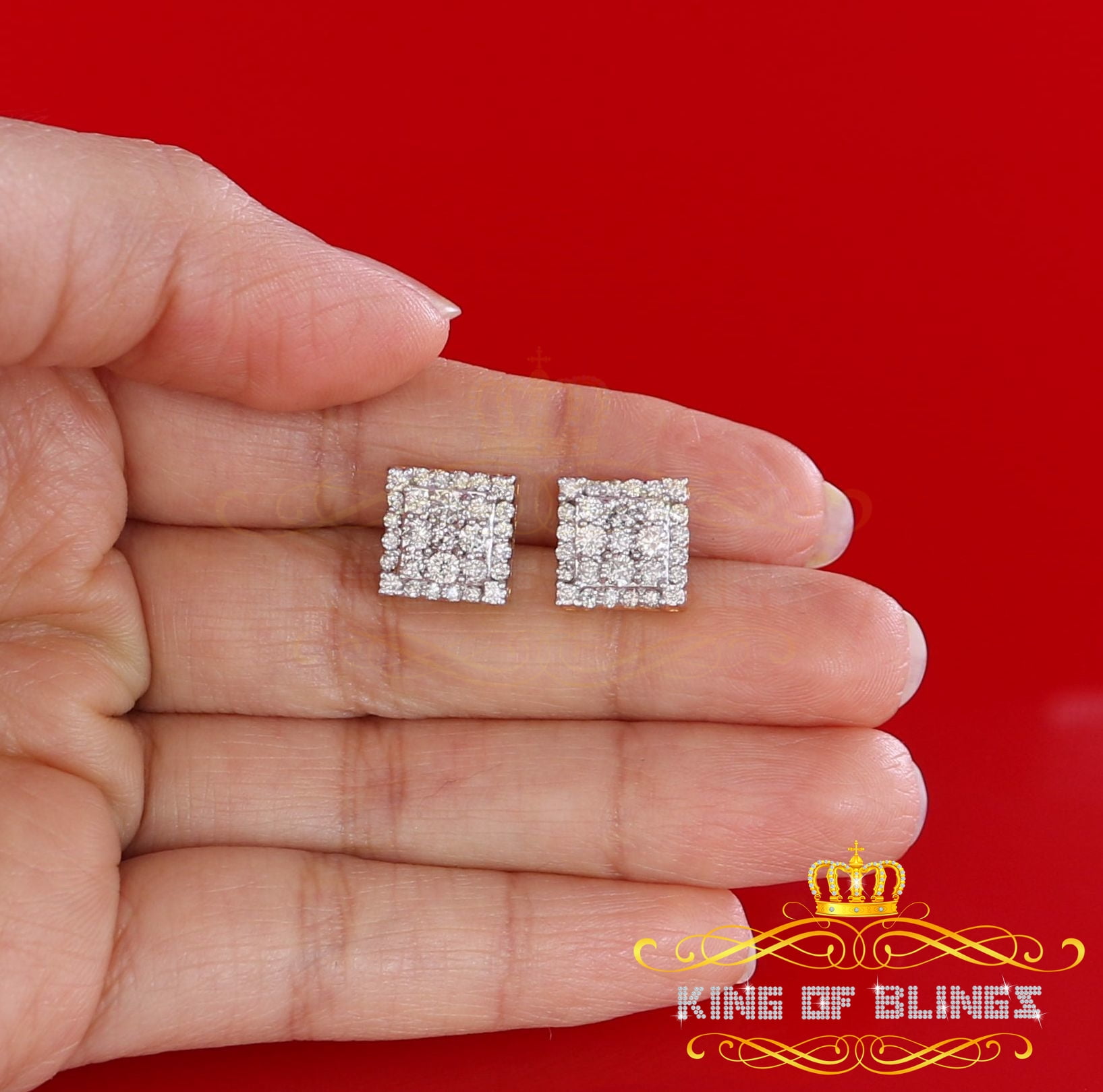 King of Bling's 10K Real Yellow Gold with 1.75ct Real Diamond Men's/Women's Stud Earrings