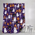 thumbnail image 3 of Shower Curtains for Bathroom, Halloween Purple Waterproof Fabric Shower Curtain, Black White Ghost Orange Skull Pumpkin Decorative Bathroom Curtain for Bathtub, 72"x84", No Hooks Included, 3 of 9
