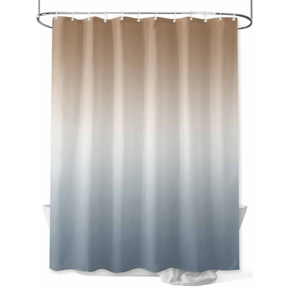 Brown Grey Shower Curtain, Gradient Waterproof Shower Curtain Set with 12 Hooks Lightweight Washable Fabric Shower Curtains for Bathroom 72x84 Inches