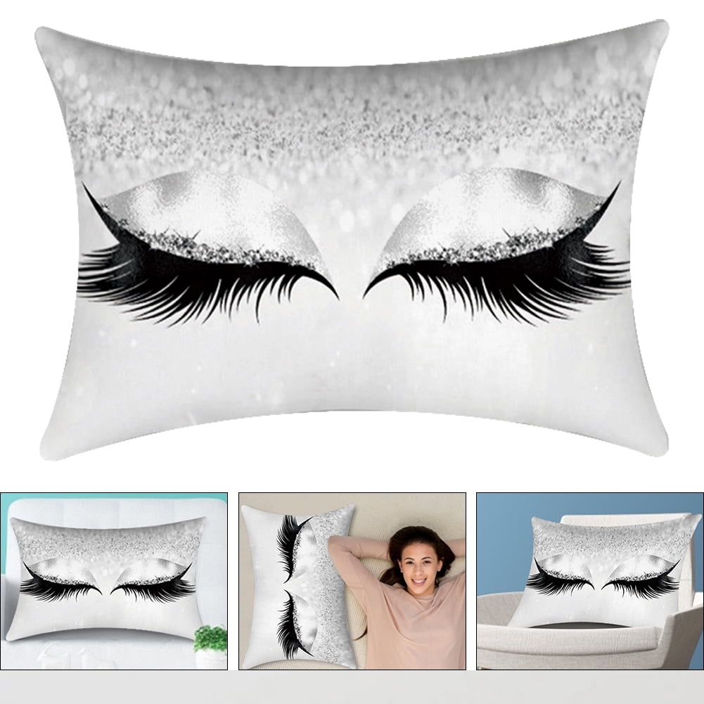 Cushion 30x50cm Shinning Eyelashes Pillow Case for Home Sofa Bed