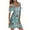 Green, variant on Ichuanyi Woman Dress Women Half Sleeve U-Neck Casual Cold Shoulder Printed Short Mini Shift Dress
