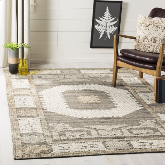 SAFAVIEH Kenya Ivonette Braided Geometric Area Rug, Ivory/Brown, 3' x 5'