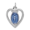 thumbnail image 1 of 925 Sterling Silver Miraculous Heart Medal Necklace Charm Pendant Religious, 1 of 8