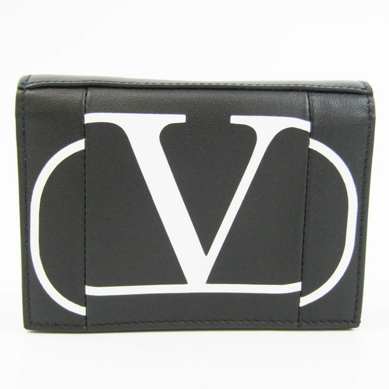 V Logo Leather Pouch in Black - Valentino Garavani