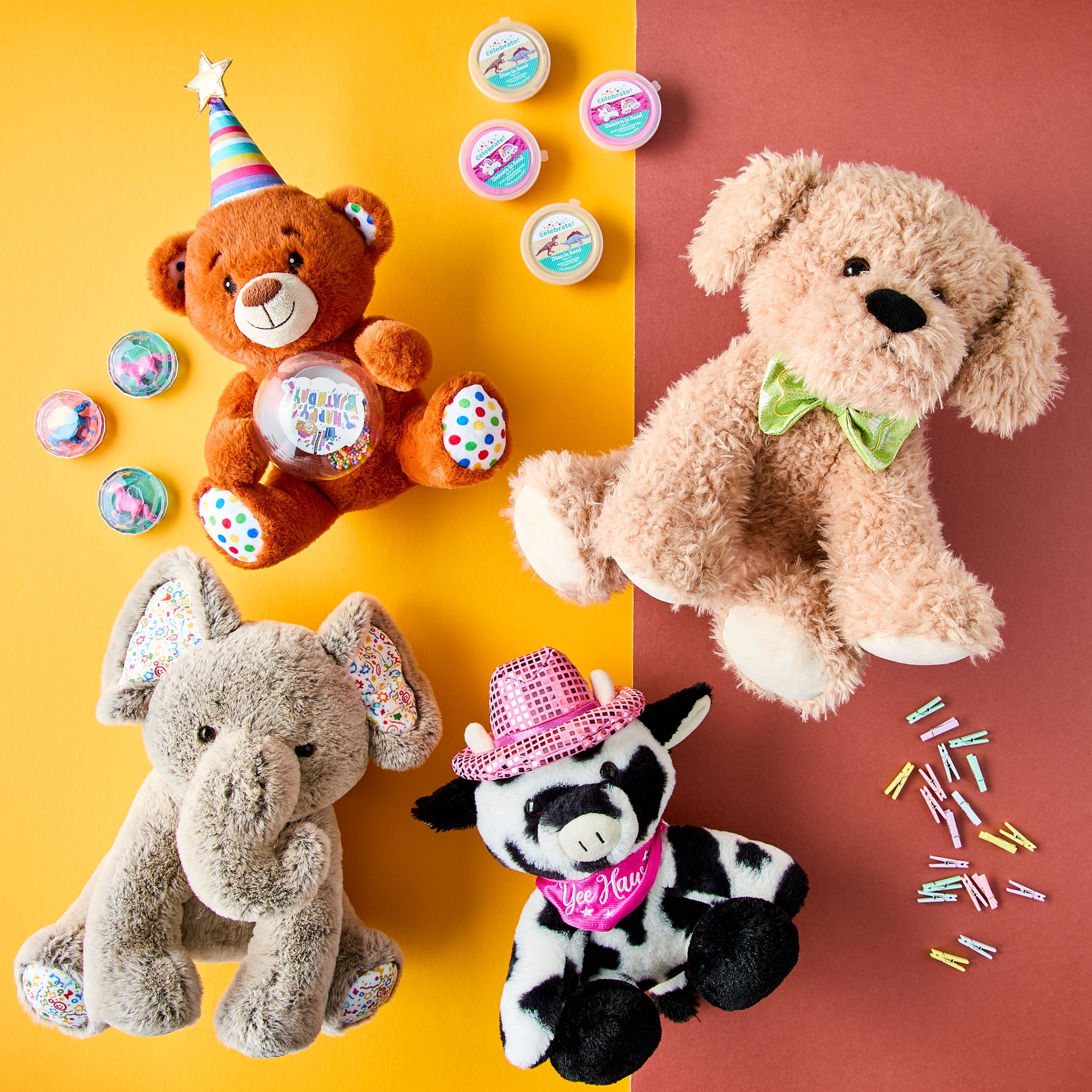 Cow Plush Toy with Bandana and Disco Cowboy Hat, Black/White, 12", by Way To Celebrate
