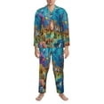 thumbnail image 4 of Bingfone Men'S Pajama Set 2 Piece Loungewear Pjs, Long Sleeve With Pajama Pants-Sea World, 4 of 9
