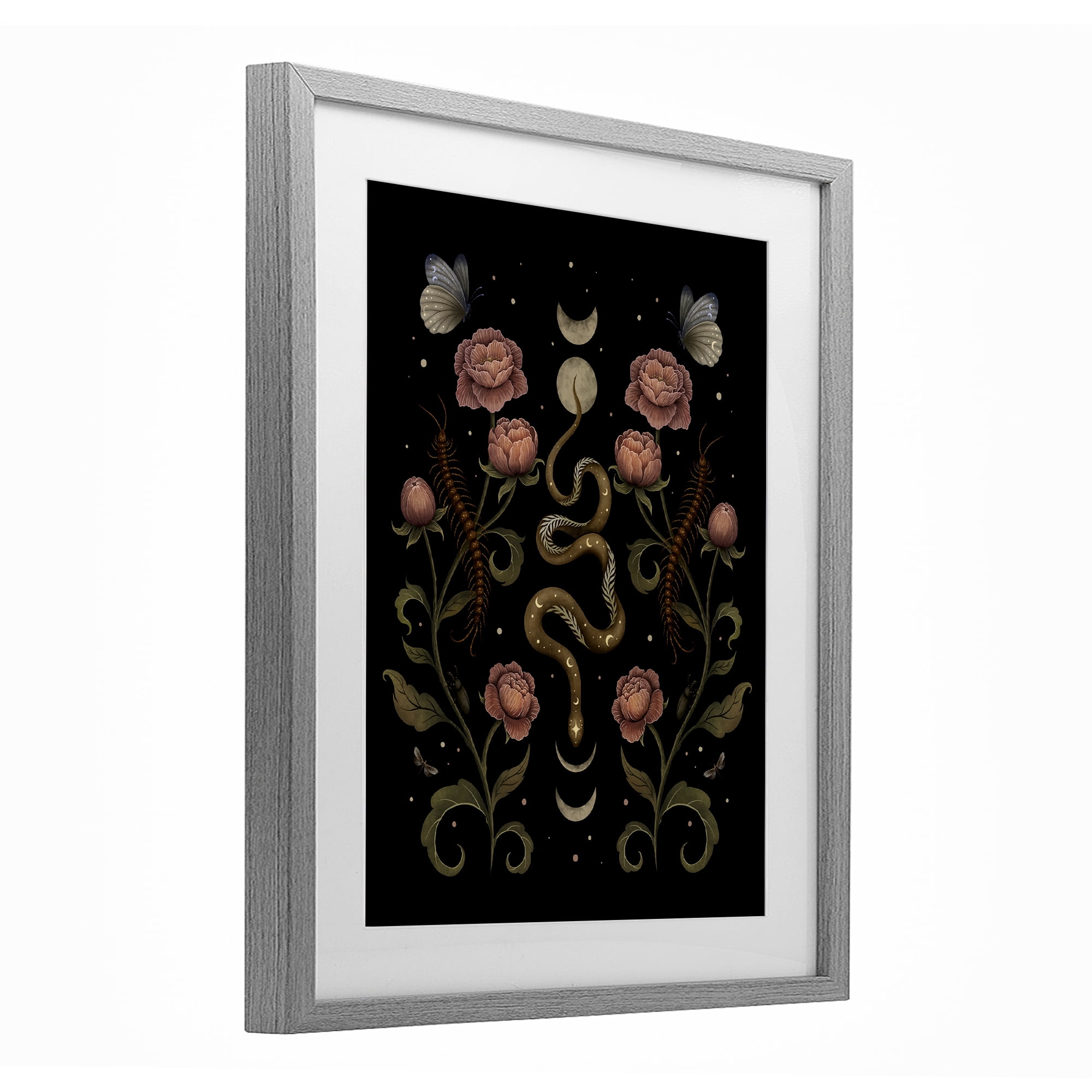 Stupell Industries Serpentine Garden Symmetry Gray Framed Print Under Glass, design by Episodic Drawings