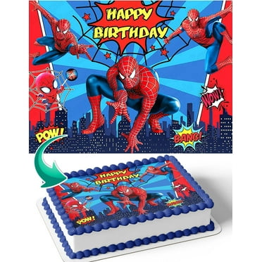 Spider Man Web HG Edible Image Cake Topper Personalized Birthday Sheet Decal Banner 1/4 Sheet