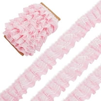11 Yards Pink Double-Layer Pleated Chiffon Lace Trim 5cm Wide 2-Layer Gathered Ruffle Trim Edging Tulle Trimmings Fabric Ribbon for Home DIY Sewing Crafts Costume Pillowcase Embellishments DIY DIY