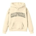 thumbnail image 4 of Boys Hoodies City Name Letter Print Beige Hooded Long Sleeve Pullover Tops Fall Clothes Boy Clothes 4T, 4 of 5