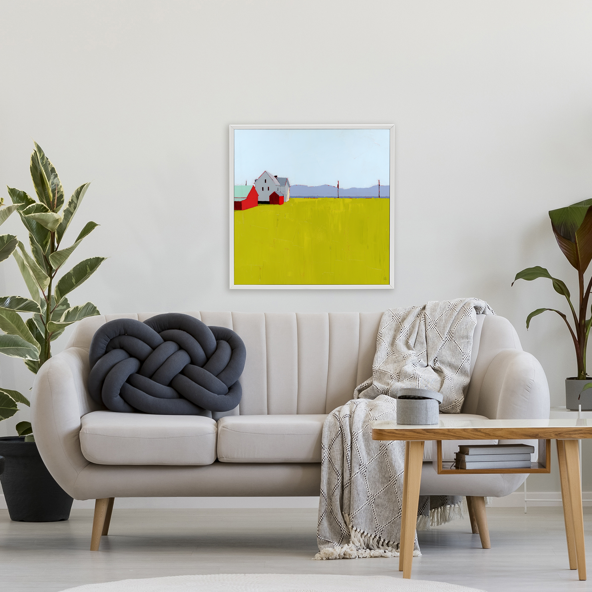 Farmhouse & Shed Landscape White Framed Giclee Art, design by Ruth LaGue