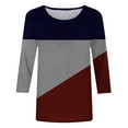 thumbnail image 5 of ATOYSOY Women's Loose Tops Fashion Crew Neck Sweatshirts Outwear Casual Shirts 3/4 Sleeve Tees Fall Winter Color Block Pullover Workout Retro Red XXL, 5 of 5