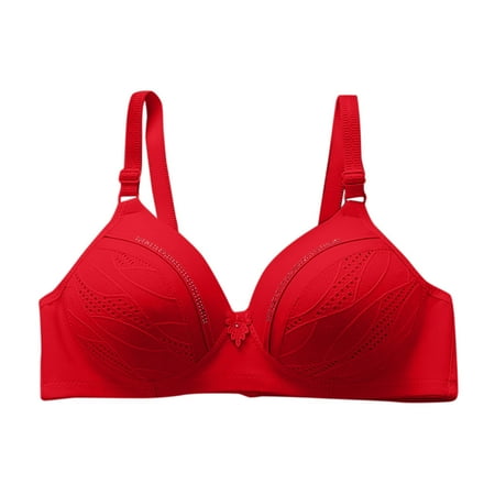 

PEASKJP High Impact Sports Bras for Women Anti-Slip Comfort Revolution Wireless Bra Comfort Flex Fit Full-Coverage Bra Plus Size Lingerie Red 90C