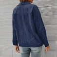 thumbnail image 3 of CILENON Women's Fashion Women's Fall Winter Solid Color Jacket Suit Corduroy Cardigan Jacket (Navy Blue,M), 3 of 4
