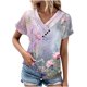 thumbnail image 2 of Fiudx Ofertas Flash Artículos En Oferta Top Informal de Primavera y Verano de Manga Corta con Cuello En V para Mujer, 2 of 4