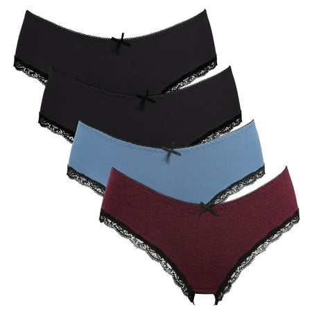 

Charmo Womens Underwear Cotton Soft Briefs Stretch Hipster Comfort Covered Panties - 4 Packs