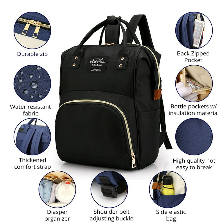 Travel Diaper Bag with Multiple Pockets, Multifunctional Bag