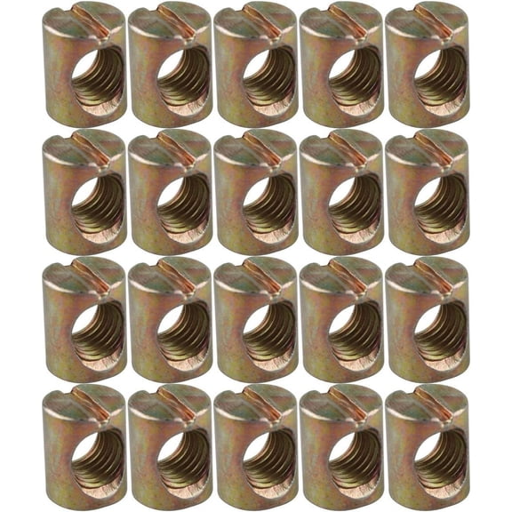 20pcs M6 x 12MM Body Slotted Dowel Nuts Nuts for Furniture Crib Bed Chairs