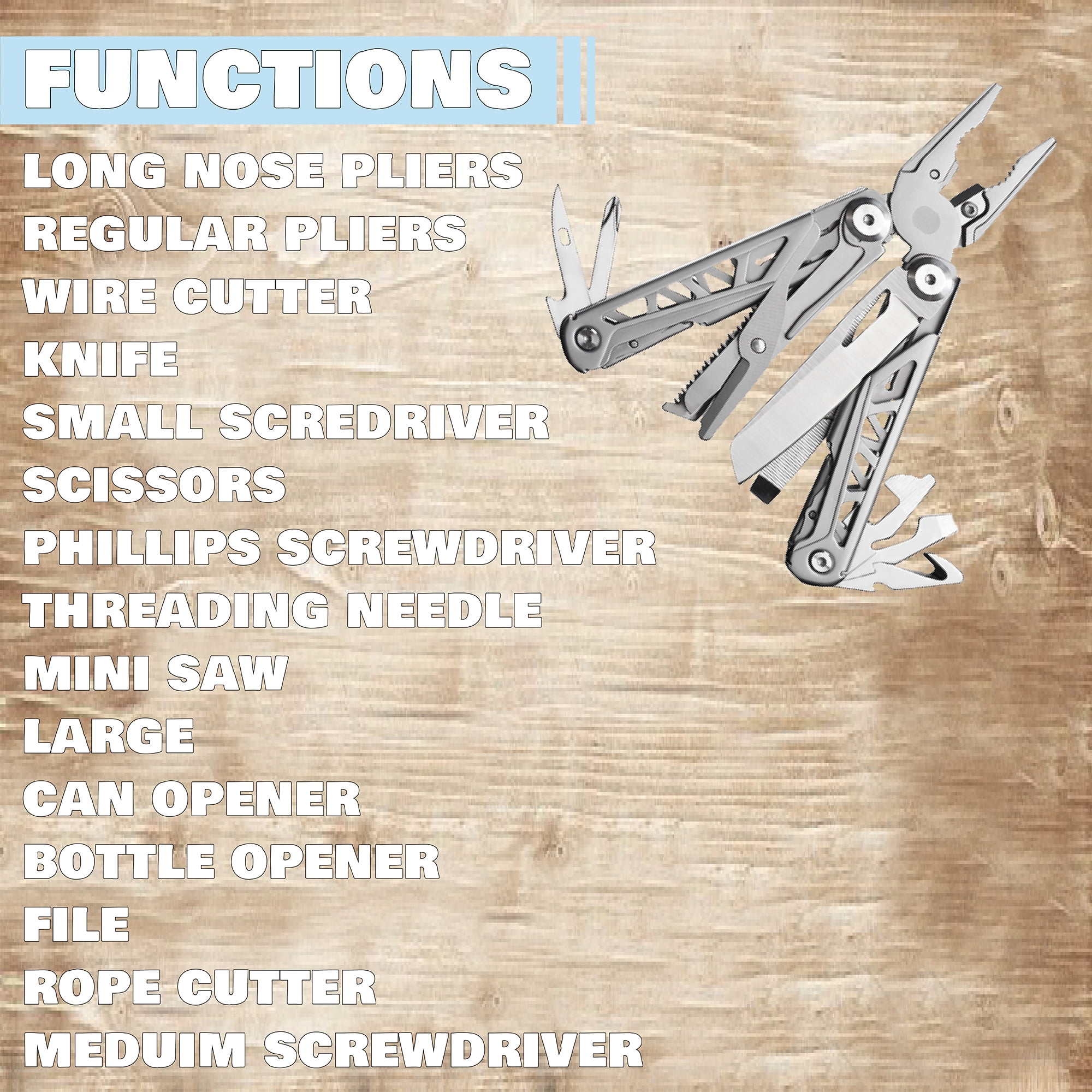 Ascent Handyman DIY Gift Tool Pliers 15 in 1 Multitool Gift Boxed, Handy Pocket Knife Screwdriver Bottle Opener Saw For Camping Fishing Hiking Hunting - Gift Idea for Father, Men, Boyfriend, Women