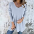 thumbnail image 4 of Plus Size Long Sleeve Shirts for Women Casual V Neck Basic Fall Tops Loose Irregular Pullover Tunic, 4 of 8