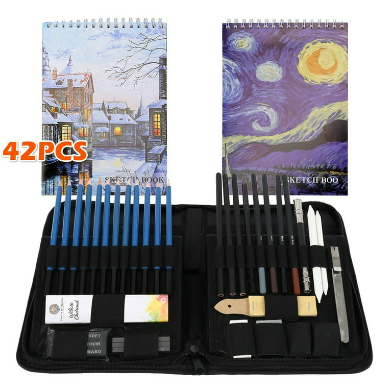 Wynhard 35 Pieces Sketching Kit Charcoal shading pencil Professional Drawing  Pencils with Zipper Carry Case For Artist Drawing Sketching