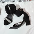 thumbnail image 5 of Women's Heeled Sandals Open Toe Glitter Rhinestone Band Ankle Strap Heels Party Prom Dress Pumps Shoes Black Size 9, 5 of 8