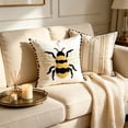 thumbnail image 6 of Pillows for Couch, Honeybee Embroidered Cushion Covers With Poms Tassels Decor Pillow Cases, 6 of 8