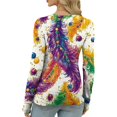 thumbnail image 5 of Mardi Gras Shirts Womens Sequins Mask Print Long Sleeve Tunic Tops Sparkly Crew Neck Party T Shirts Yellow XL, 5 of 5