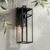 John Timberland San Lucas 18 3/4" High Modern Outdoor Wall Light Fixture Mount Porch House Weatherproof Sand Black Glass Shade