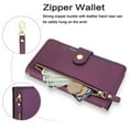thumbnail image 4 of For IPhone 15 Pro Max 6.7-inch RFID Blocking Protective Purse Wallet Case For Women Men Multi-Card Slots Zipper Pocket Detachable Shoulder Strap And Wrist Strap,Shockproof Phone Case,Dark purple, 4 of 8