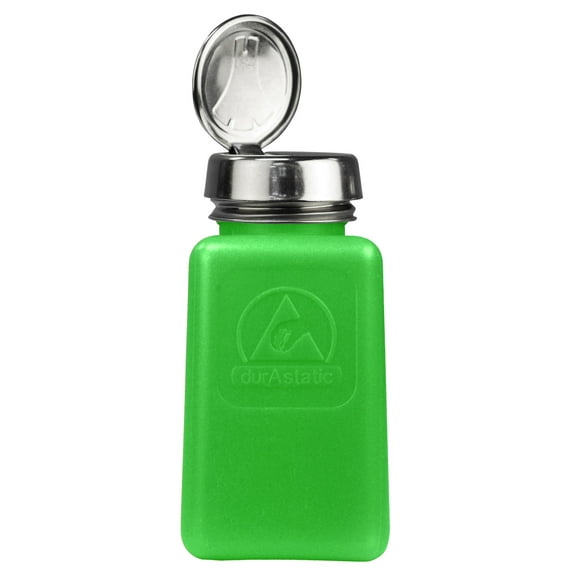 Menda - MDA-5288 35273 One Touch Liquid Dispenser Pump Bottle, ESD Safe, 6 oz. Dissipative, HDPE/Stainless Steel, Green CA1