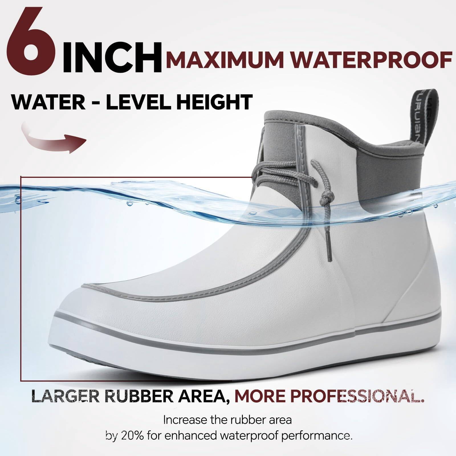 Deck Boots for Men Waterproof Rain Boots Durable Rubber Boots Comfortable Fishing Loafers Slip On Moc Toe Shoes Non Slip Boat Shoes for Fishing, Gardening, Daily, Working, Sailing