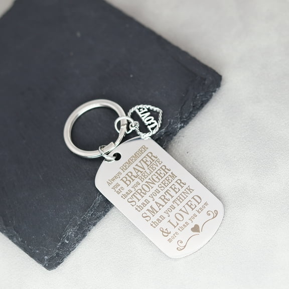 Inspirational Keychain Always Remember You Are Brave Than You Believe Key Chains Stainless Steel Pendant Keyring Birthday Gift