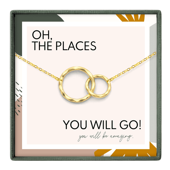 HOPE LOVE SHINE Oh the Places You’ll Go Gold Necklace – High School or College Graduation Gift for Her