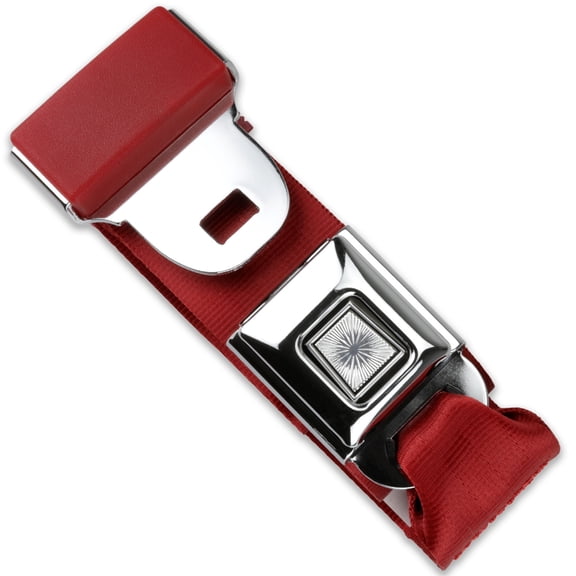 RetroBelt Bright Red Pushbutton Lap Belt 75" 2-Point Seat Belt Safety Classic