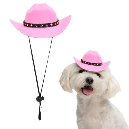 Uxcell Dog Cowboy Hat Mini Cowboy Hat for Pet with Chin Strap Adjustable Cosplay Cap (Pink M) Intended for Dogs and Cats / Halloween Costume / Party Decoration