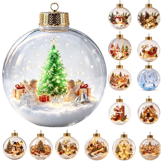 Akmoler Glowing Christmas Story Ornament, Light-Up Mini Holiday Scene with Warm LED Light, Festive Keepsake Gift for Home Party Tree Mantel, Christmas Decorations & Gifting Use