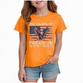 thumbnail image 2 of kpoplk Girls Patriotic Collection 250Th Anniversary T-Shirts USA Flag Print Tee Short Sleeve Shirt Kids Tops(Orange,13-14 Y), 2 of 4