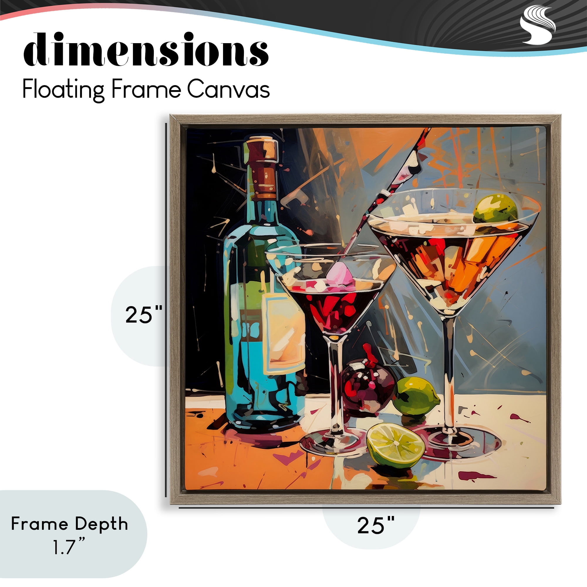Stupell Industries Every Sip of Martini Night Brown Framed Floater Canvas Wall Art, design by Lazar Studio