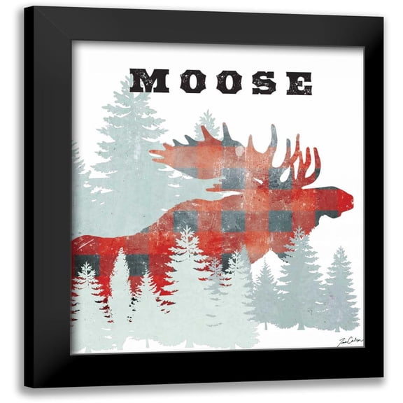 Carlson, Tina 12x13 Black Modern Framed Museum Art Print Titled - Plaid Moose