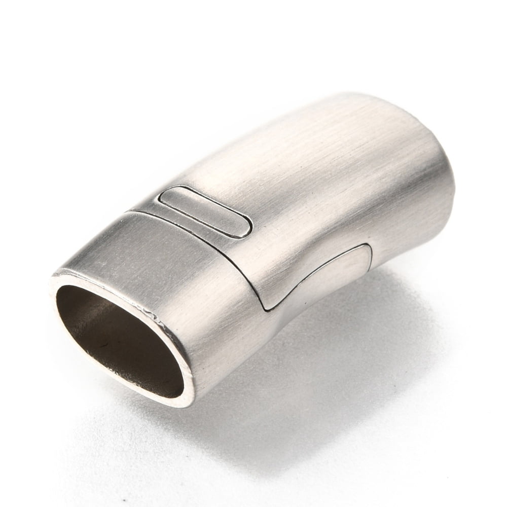 20pc Resistant 304 Stainless Steel Magnetic Clasps with Glue-in Ends Curved Column Stainless Steel Color 27x13x9.5mm Hole: 7x11mm