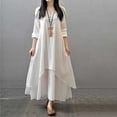 thumbnail image 7 of IDALL Maxi Dresses,Spring Dresses Women's Spring And Autumn Vacation Two Piece Art Flax Loose Sleeve Dress Long Sleeve Dress,Long Dresses,Flowy Dresses White Dress L, 7 of 7