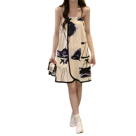 uublik Women Pajamas Sleeveless Robe Soft Comfy Pajamas Set