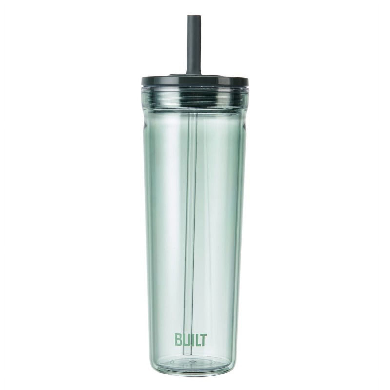 BUILT Torrent 24 oz Double-Wall Acrylic Tumbler Water Bottle with Straw, Mint