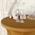 thumbnail image 2 of Efavormart Gold Round Spandex Cocktail Table Cover With Natural Wavy Drapes - Perfect for Wedding, Party, Indoor & Outdoor Events, Holiday Parties, Showers, Corporate Affairs, Banquet, 2 of 11