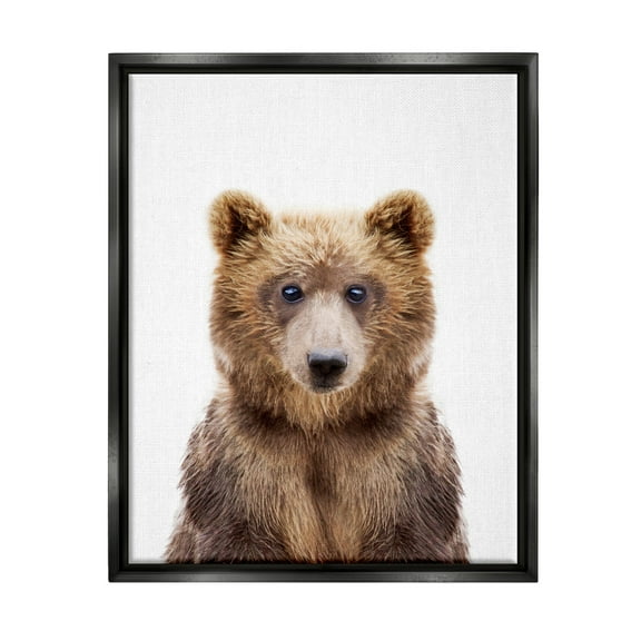 Stupell Industries Brown Bear Portrait Animals & Insects Painting Black Floater Framed Art Print Wall Art, 17 x 21